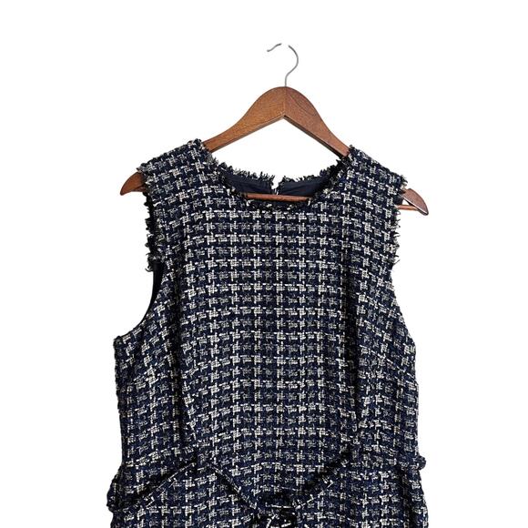 J.Crew Textured Tweed Houndstooth Sheath Dress Blue Womans 14 - Picture 6 of 10